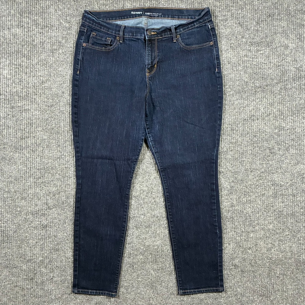 Old Navy Curvy Profile Mid Rise Skinny Jeans Womens Size 14 Short Dark Wash